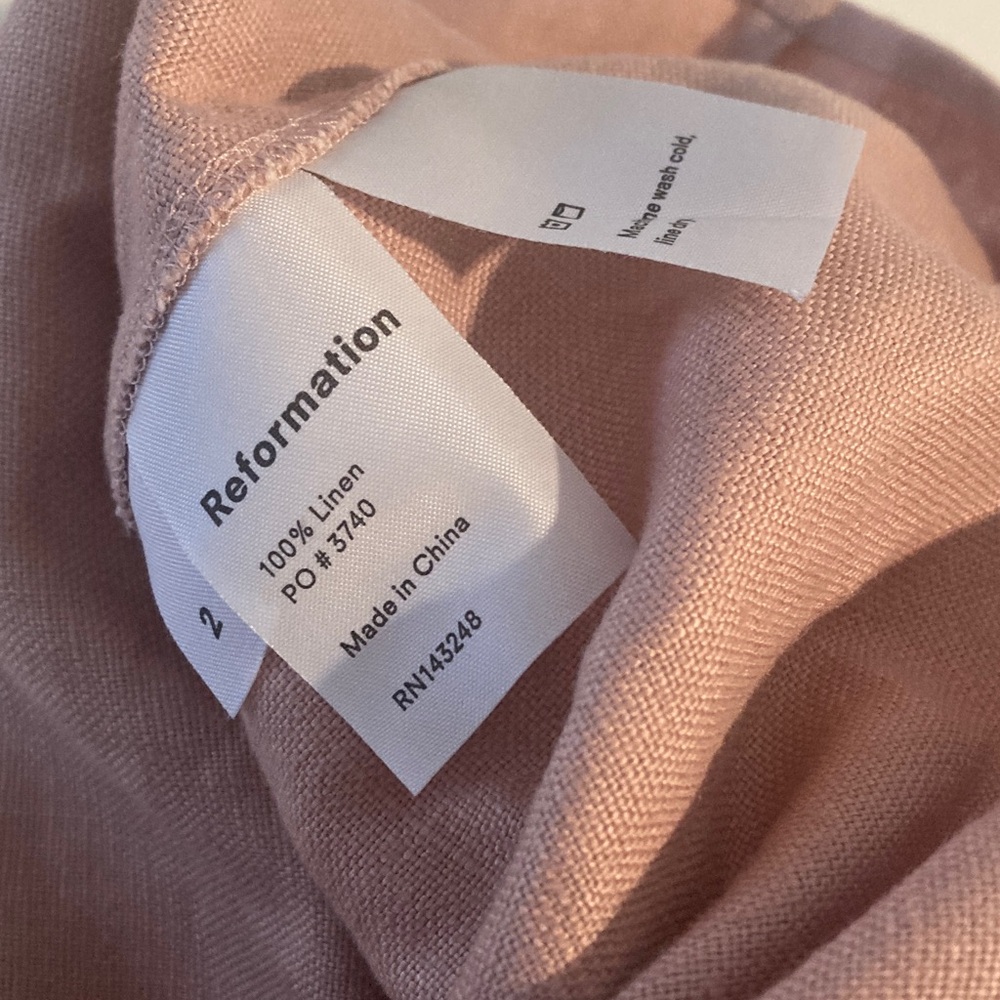 Reformation Ava Ruffled Linen Mini Dress Soft Girl Balletcore Pink Size 2 - Picture 10 of 11